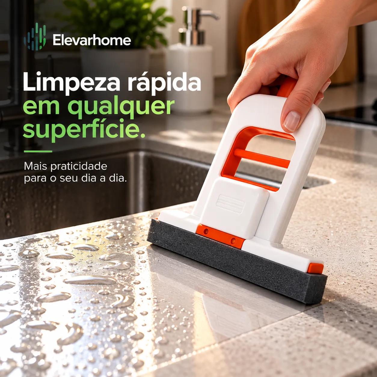 Rodinho de Pia Mini Mop Mágico Retrátil + Refil de Borracha para Cozinha