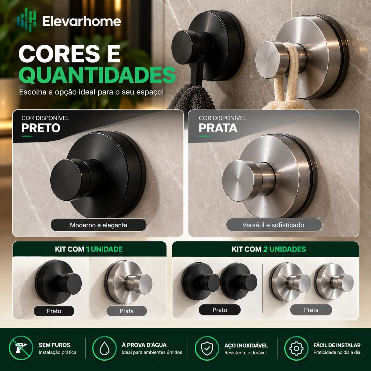 Gancho De Ventosa De Aço Inoxidável Cabide De Armazenamento Rolamento De Carga Forte E Sem Perfurações À Prova D'água