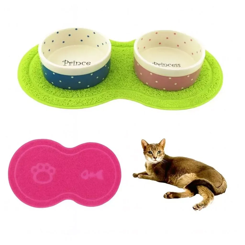 Tapete Impermeável e Antiderrapante para Comedouro de Gatos
