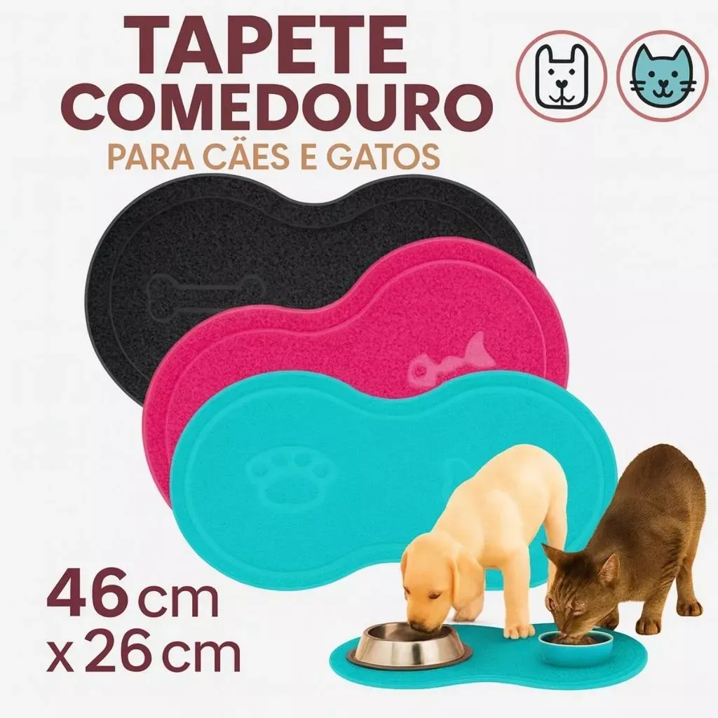 Tapete Impermeável e Antiderrapante para Comedouro de Gatos