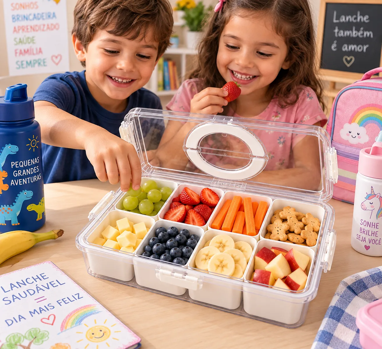 Petisqueira Pote Organizador Guloseimas Comida Frutas Temperos Geladeira Cozinha 8 Divisórias