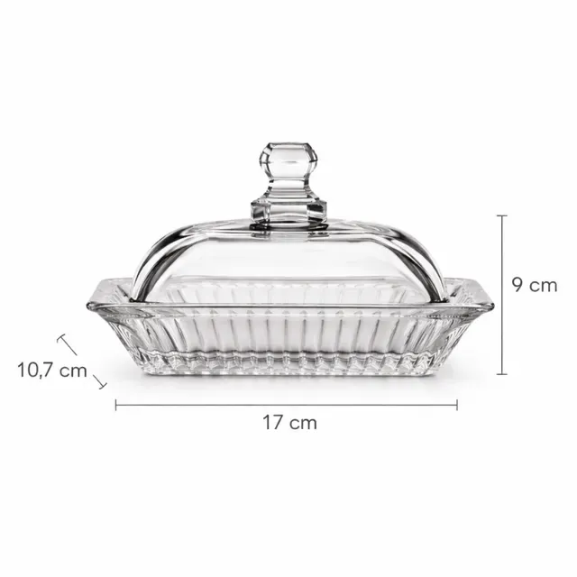 Manteigueira Vidro Cristal Francesa com Tampa Condimento para Manteiga e Margarina Design Clássico