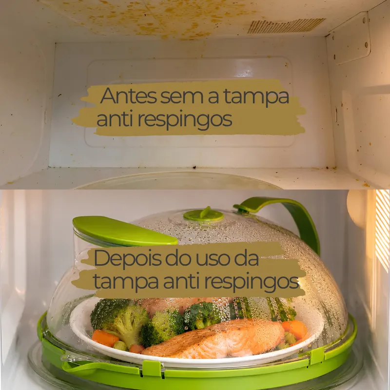 Tampa Protetora para Micro-ondas com Reservatório de Água | Anti-respingo e Conserva a Umidade