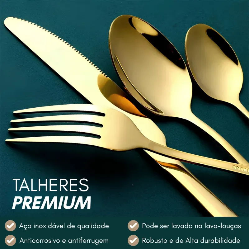 Jogo de Talheres 24 Peças em Aço Inox Premium Luxo | Acompanha Maleta