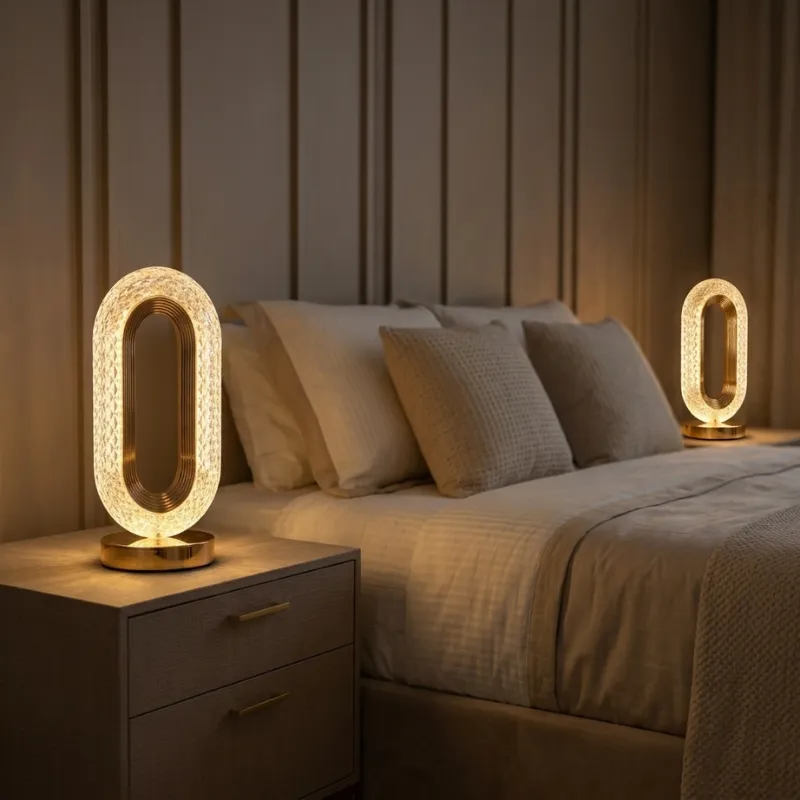 Abajur de Cristal LED Touch Sem Fio | Recarregável, 3 Tons de Luz