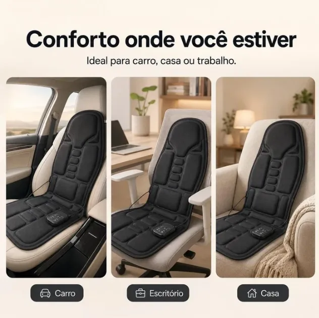 Assento Massageador de Lombar e Pescoço Com Aquecimento