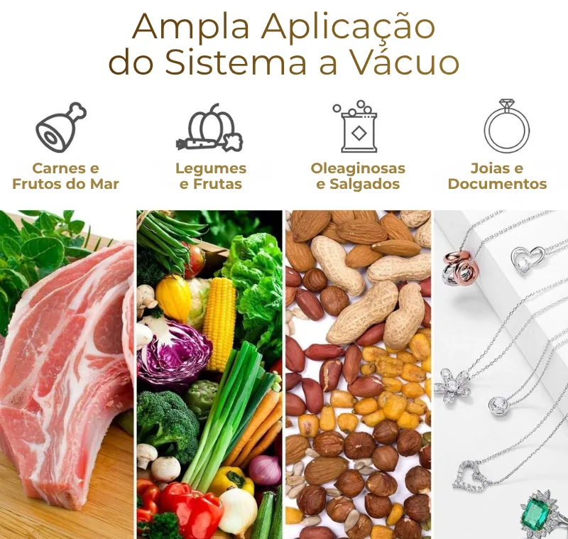 Seladora a Vácuo de Alimentos Bivolt 2 em 1 | Alimentos com Prazo de Validade Prolongado