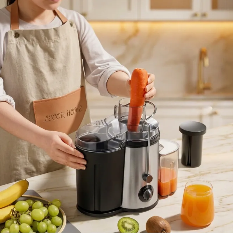 Centrífuga de Alimentos Elétrica para Suco | Praticidade e Luxo, 800w Inox com Preto 110V/220V