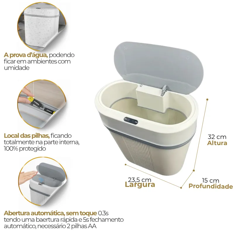 Lixeira Automática 12L com Sensor de Movimento Infravermelho