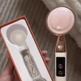 GOKOCO Massageador Facial Elétrico Quartzo Rosa com 3 Cores LED, Vibração, Aquecimento 45°C e Display Digital