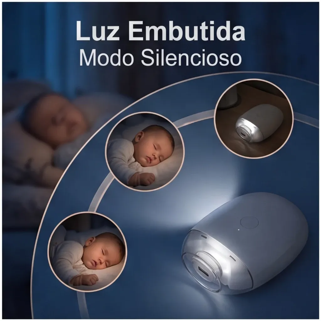 Cortador e Polidor Elétrico de Unhas 3 em 1 – Para Bebês e Adultos, Silencioso com Luz LED