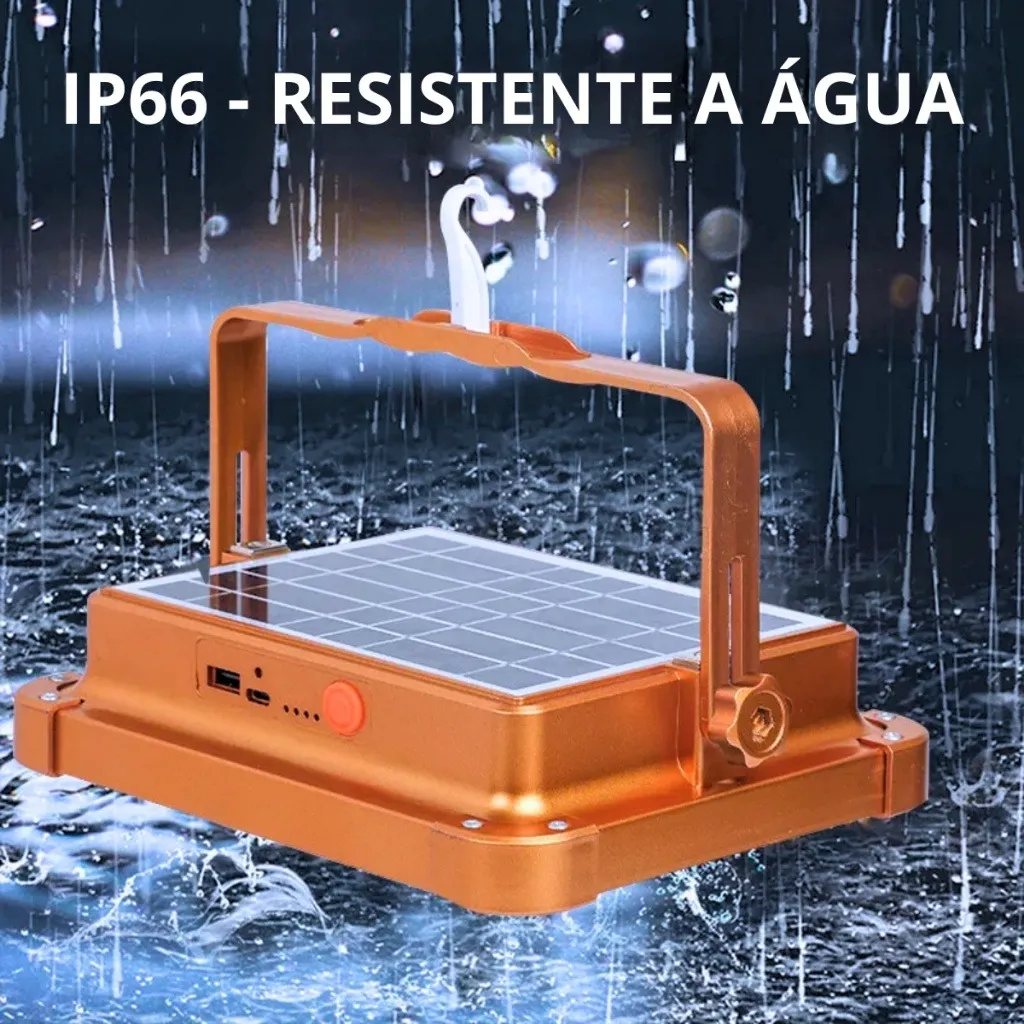 Refletor Recarregável LED Solar E Tipo-C Impermeável Com Power Bank Suporte de Imã Luz de Emergência