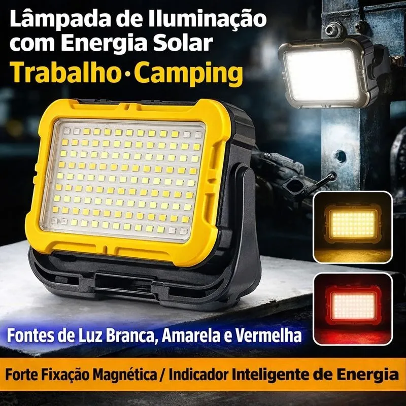 Refletor Recarregável LED Solar E Tipo-C Impermeável Com Power Bank Suporte de Imã Luz de Emergência