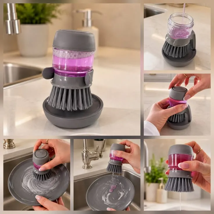 Pocket Clean – Escova Multifuncional com Dosador de Detergente