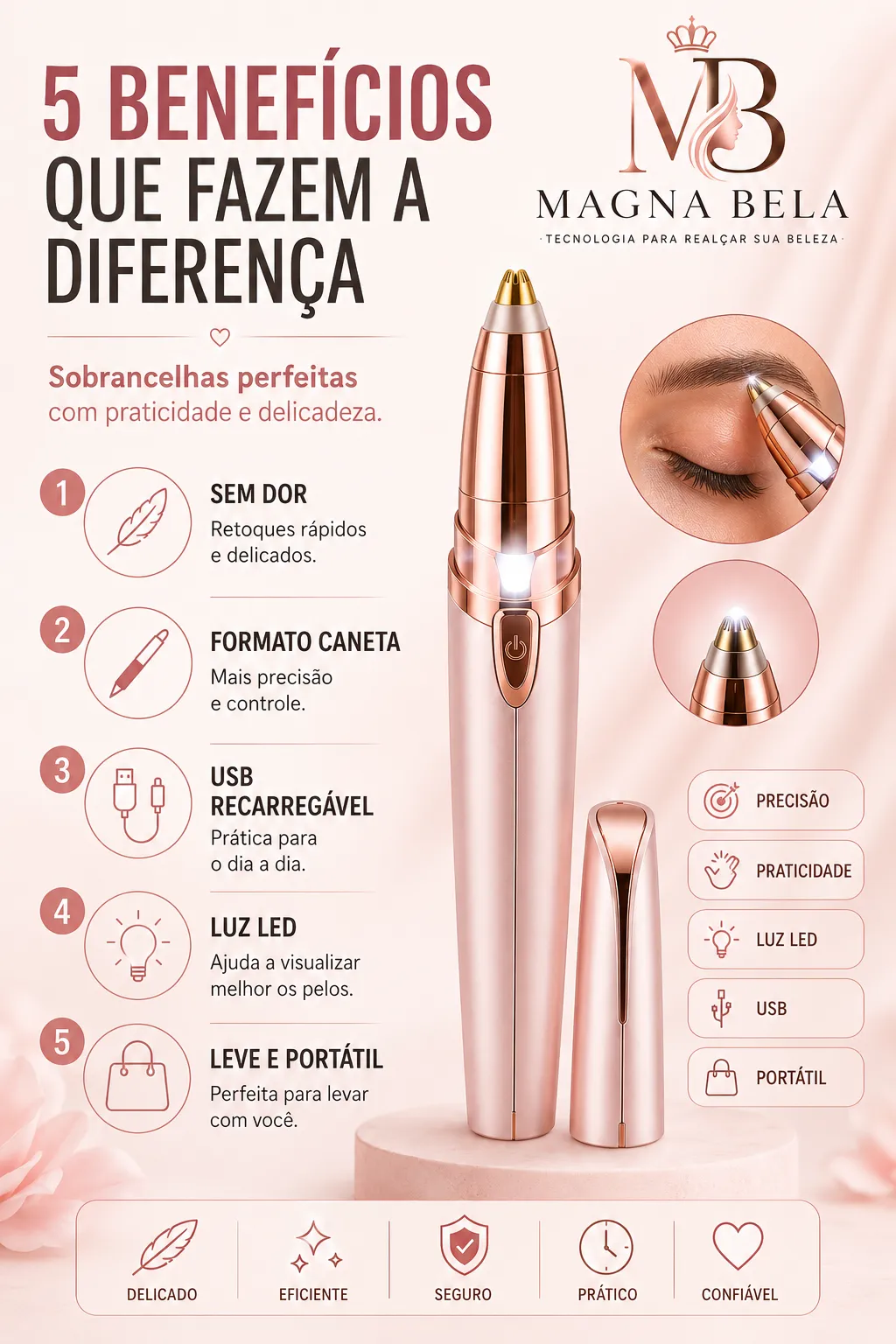 Caneta Depiladora de Sobrancelha - Face Depyl