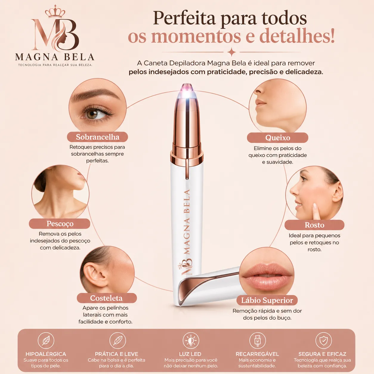 Caneta Depiladora de Sobrancelha - Face Depyl