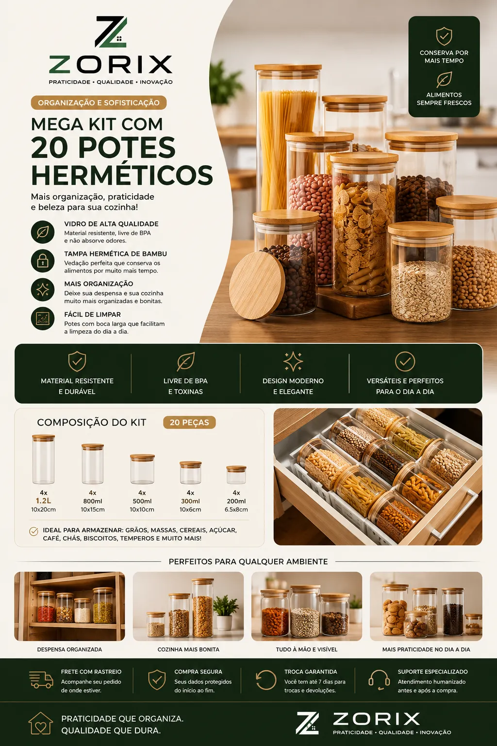 MEGA KIT Com 20 Potes Herméticos