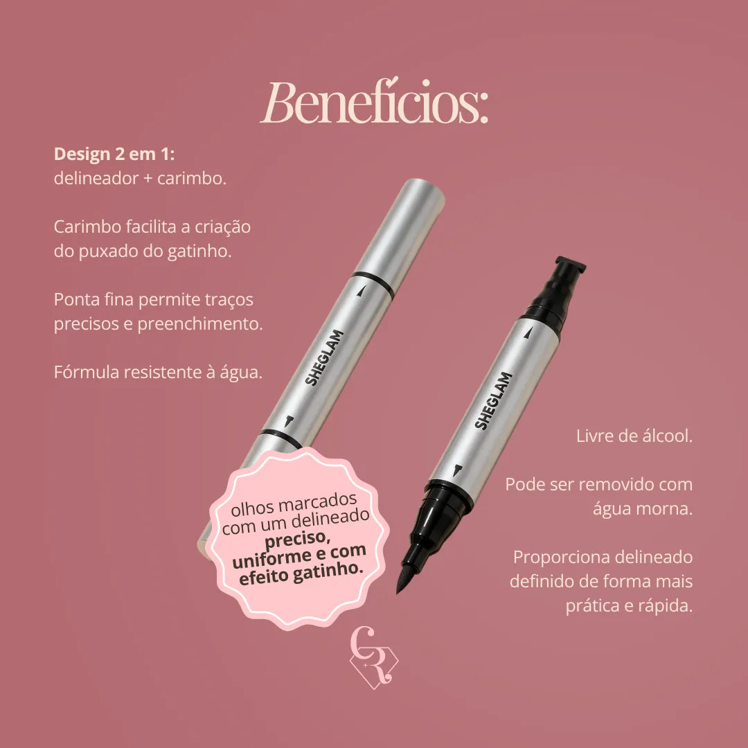SHEGLAM Delineador de Ponta Dupla com Carimbo à Prova D'ÁGua (Rascunho)