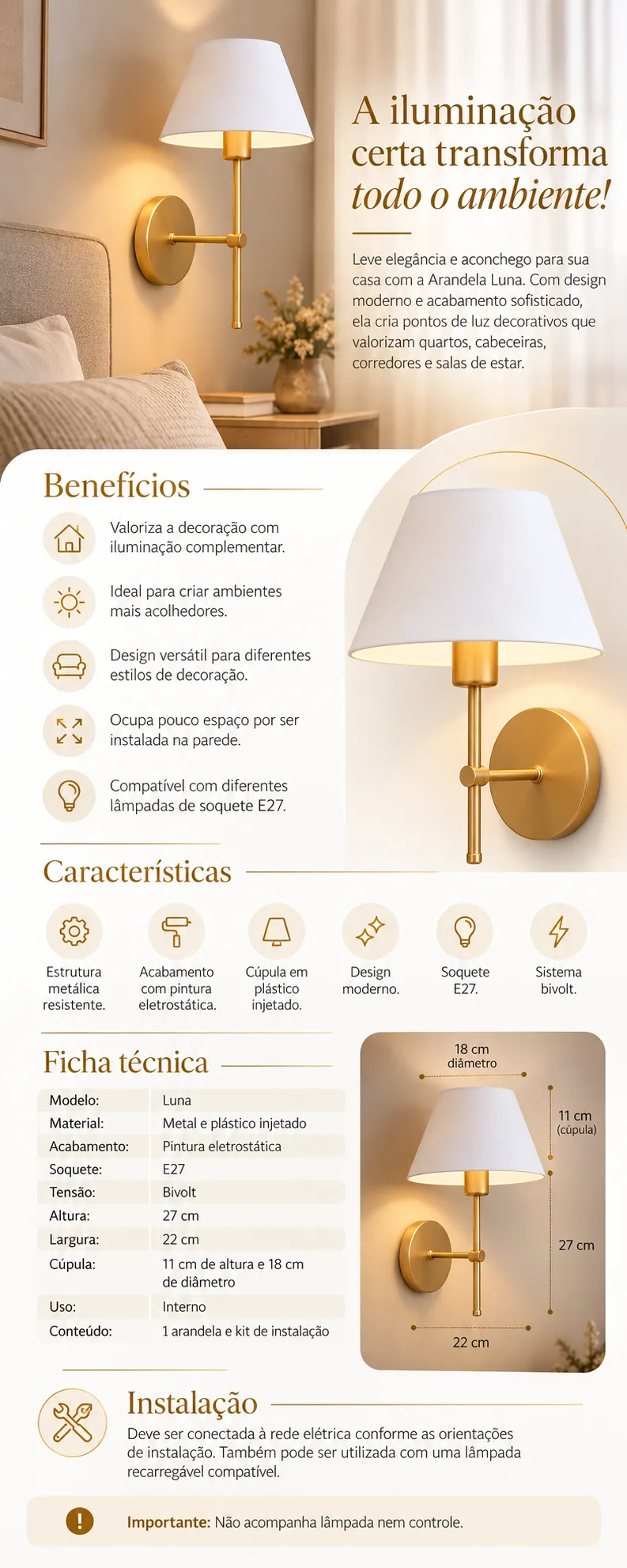 Arandela Luminária Led