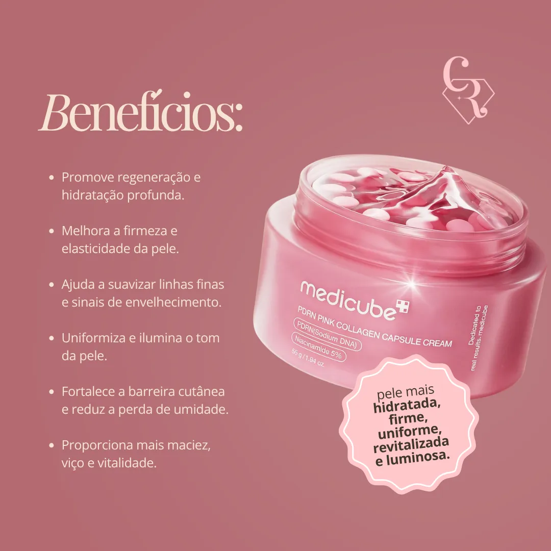 MEDICUBE Creme Facial Com Cápsulas De Colágeno Rosa PDRN