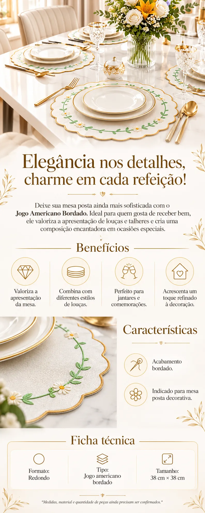 JOGO AMERICANO Bordado Luxo Decoração Natal ✅