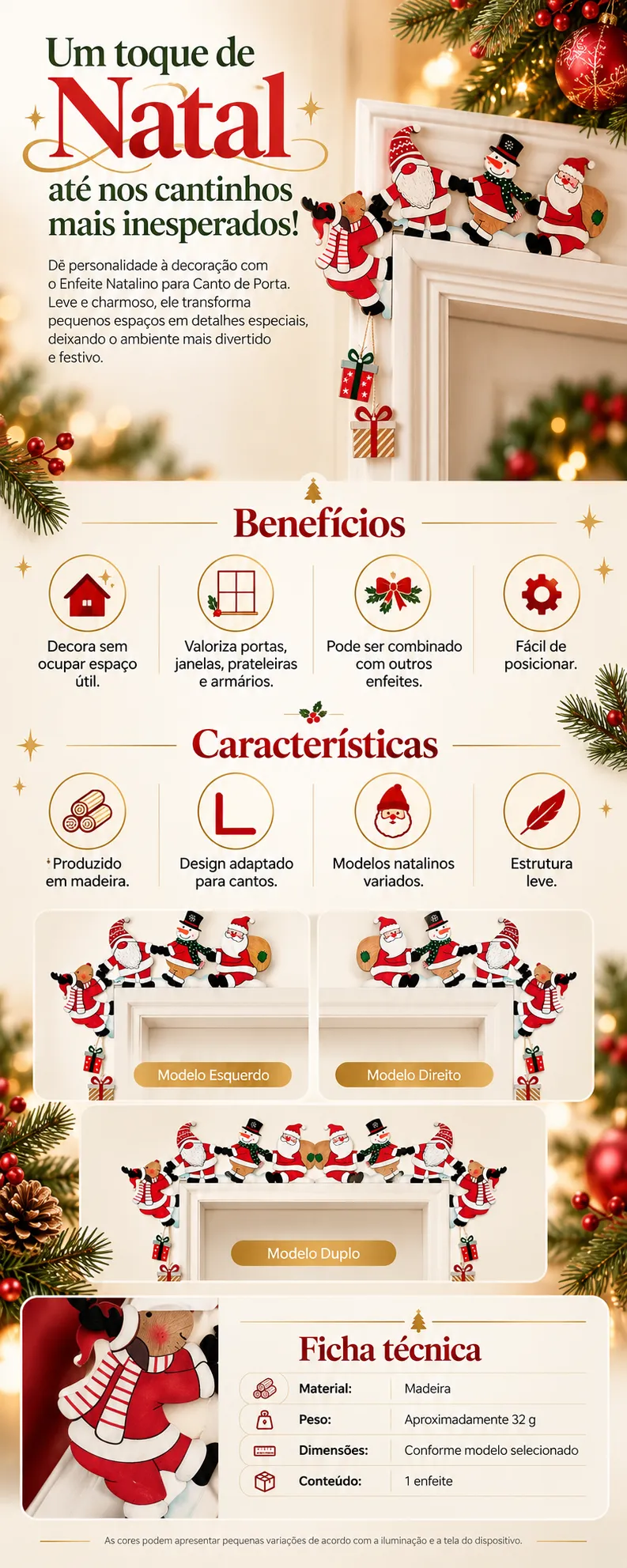 ENFEITE CANTO PORTA Decoração de Natal ✅