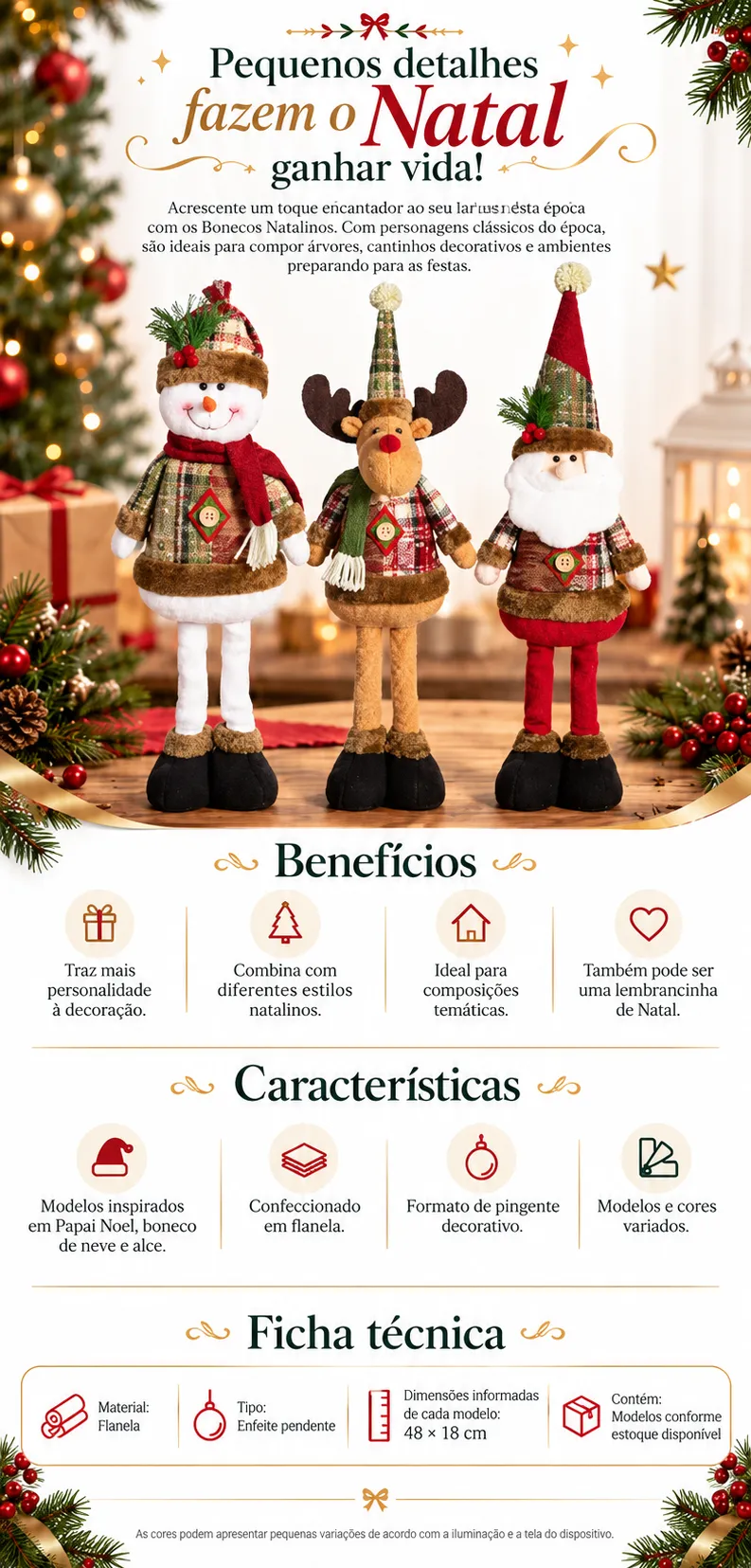 BONECOS DECORATIVOS Enfeites De Natal ✅