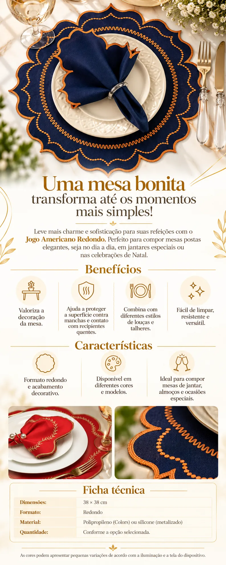 JOGO AMERICANO Sousplat Bordado Mesa Posta Retangular e Guardanapos ✅