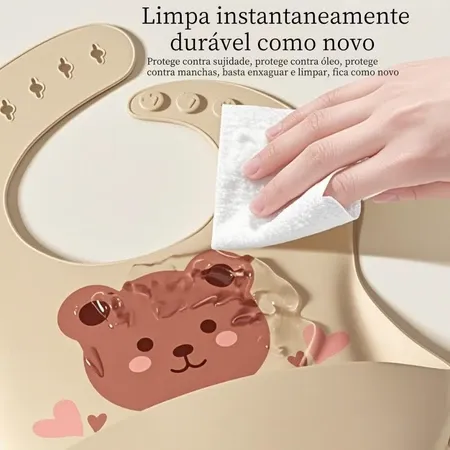 Babador de Silicone Ajustável com Porta-Migalhas | Impermeável e Fácil de Limpar