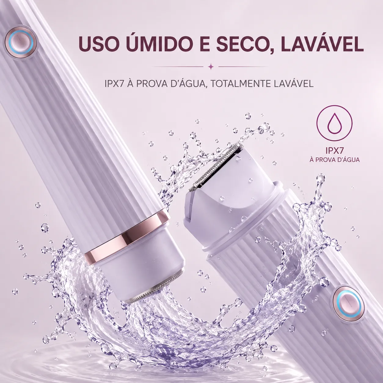 Depilador elétrico com navalha dupla cuidado e delicadeza com sua pele, Recarregável com Tecnologia avançada Indolor.