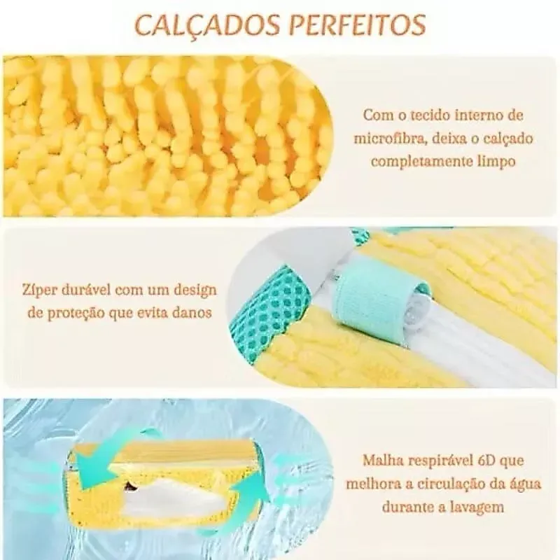 Saco Protetor para Lavar Tênis na Máquina com Zíper – Bolsa de Lavagem Reutilizável para Calçados