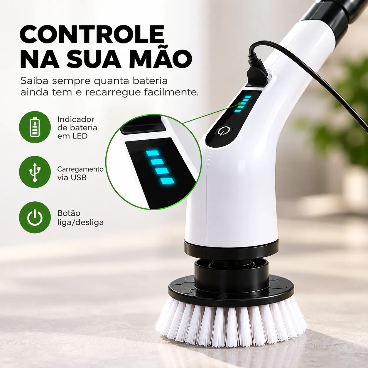Escova de limpeza elétrica multifuncional sem fio 9 em 1 para limpeza de carros, cozinhas e banheiros (recarregável)