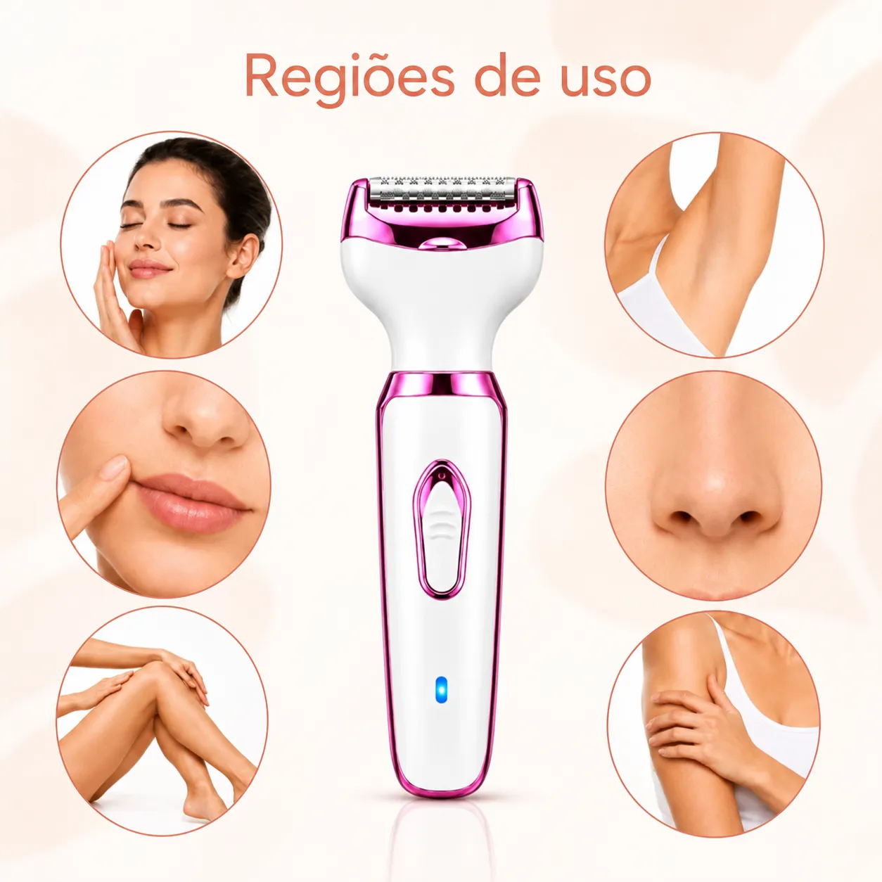 Depilador Feminino 4 em 1 — Remove Pelos do Rosto e Corpo com Mais Praticidade