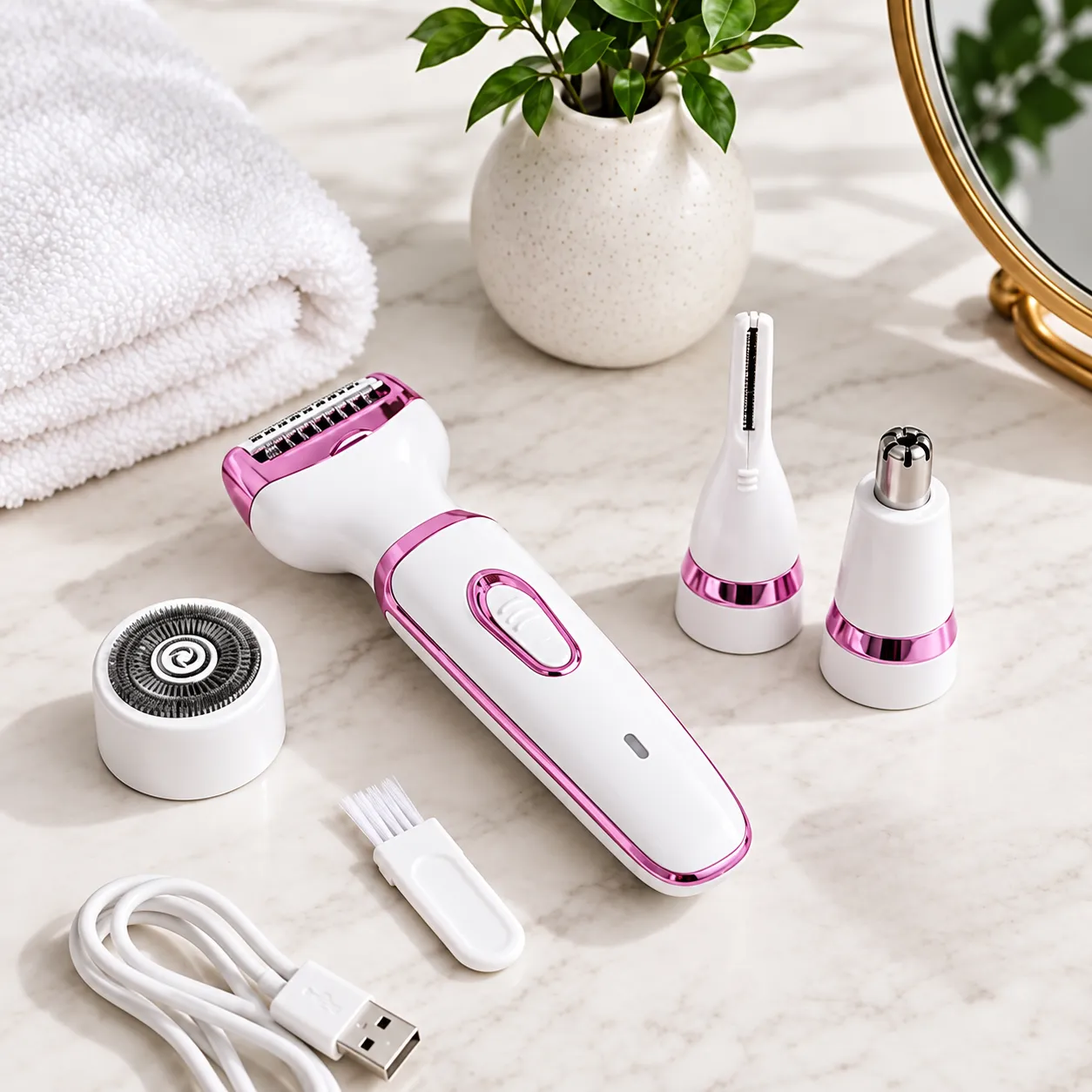 Depilador Feminino 4 em 1 — Remove Pelos do Rosto e Corpo com Mais Praticidade