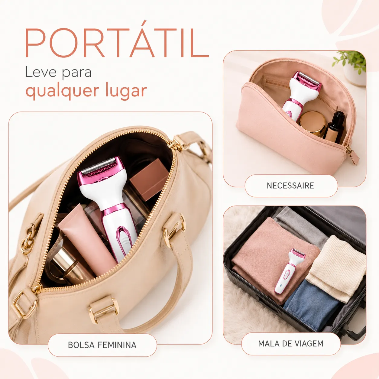 Depilador Feminino 4 em 1 — Remove Pelos do Rosto e Corpo com Mais Praticidade