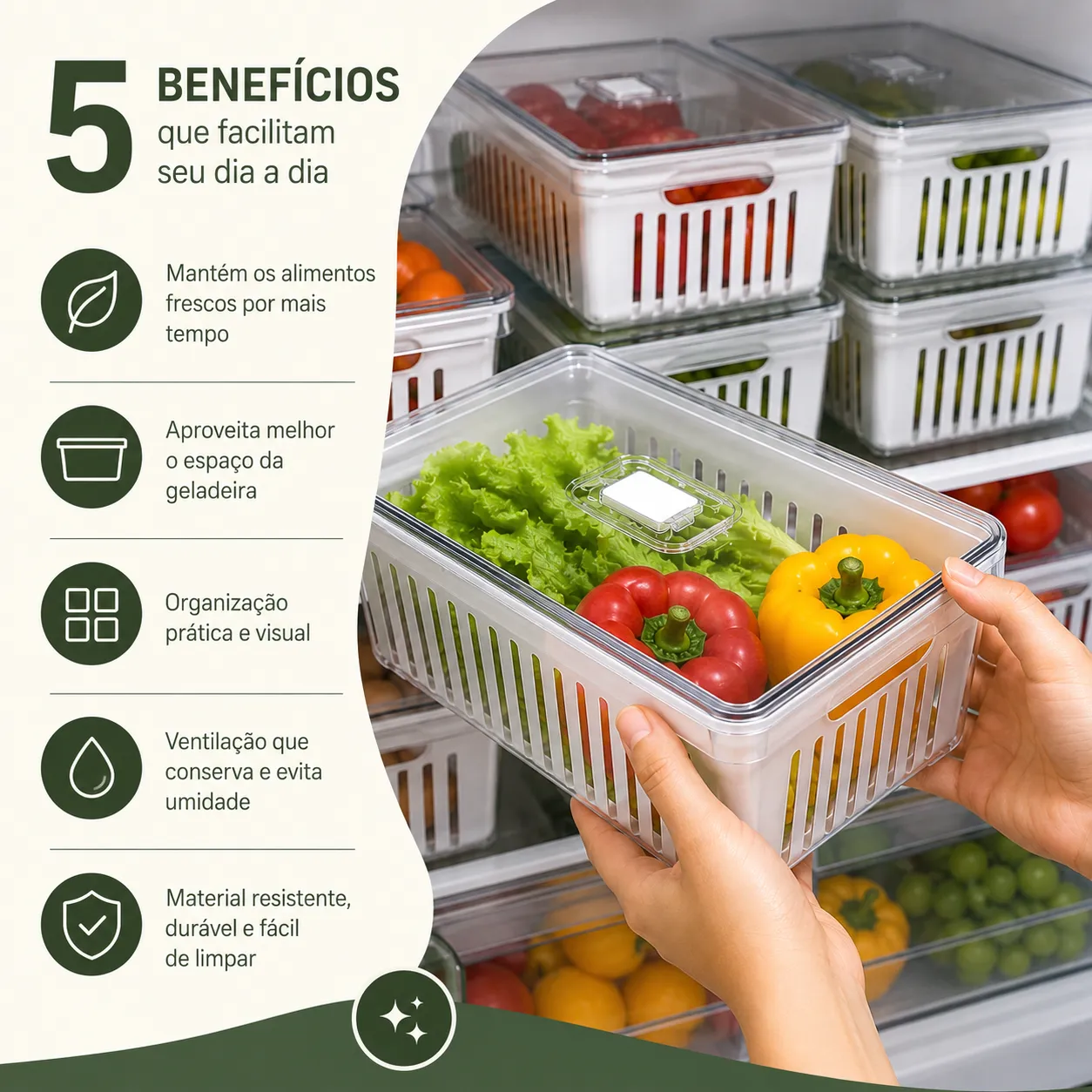 Kit Organizador de Geladeira | Mais Espaço e Organização