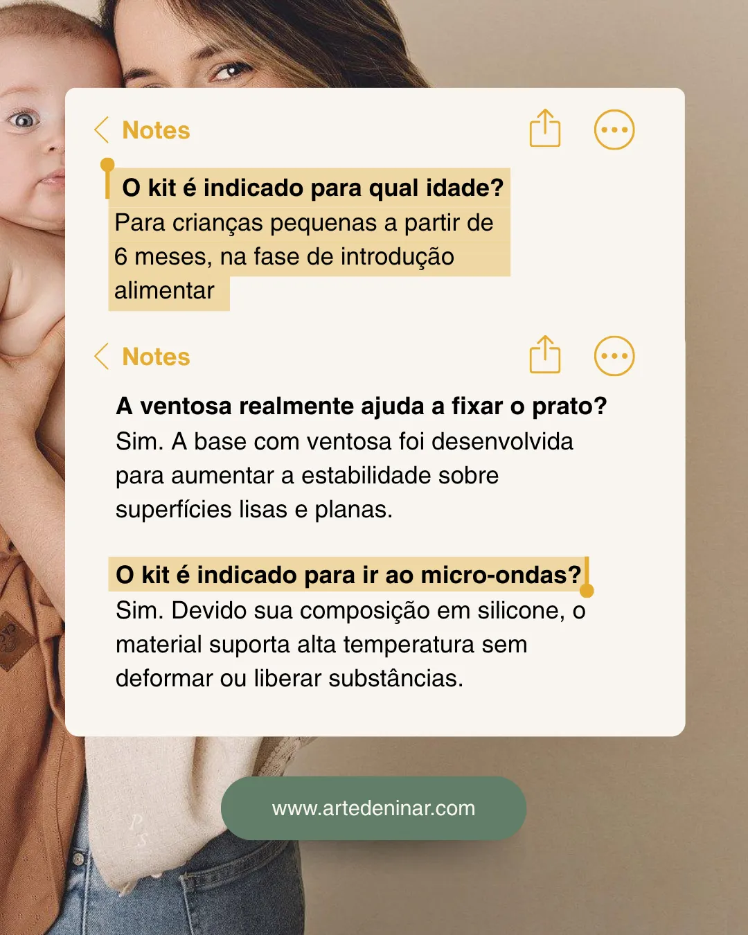 Kit 8 Peças para Alimentação do Bebê • Silicone + Ventosa • Talheres • Canudo • Babador
