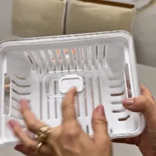 Kits Organizadores De Geladeira Clear Com Tampa E Cesto Drenagem