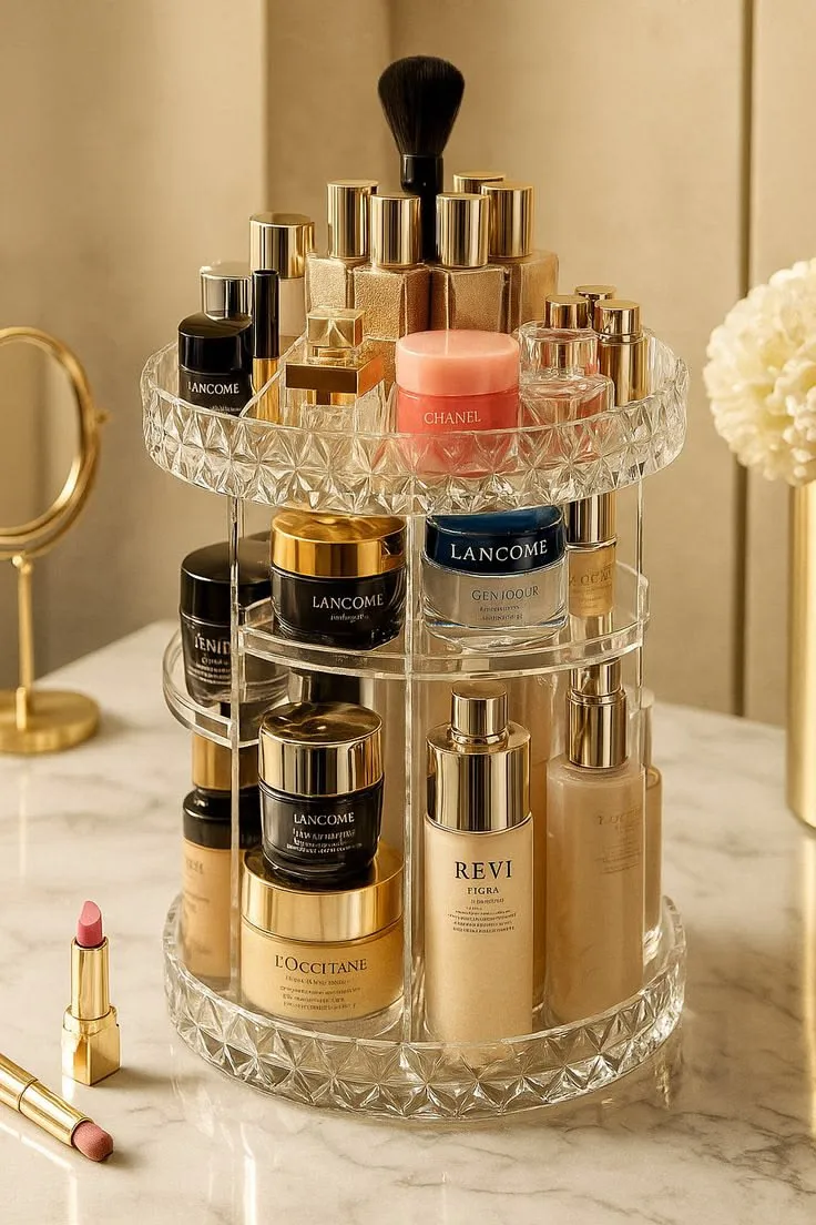 Organizador de Maquiagem Acrílico Giratório 360º Suporte Para Cosméticos