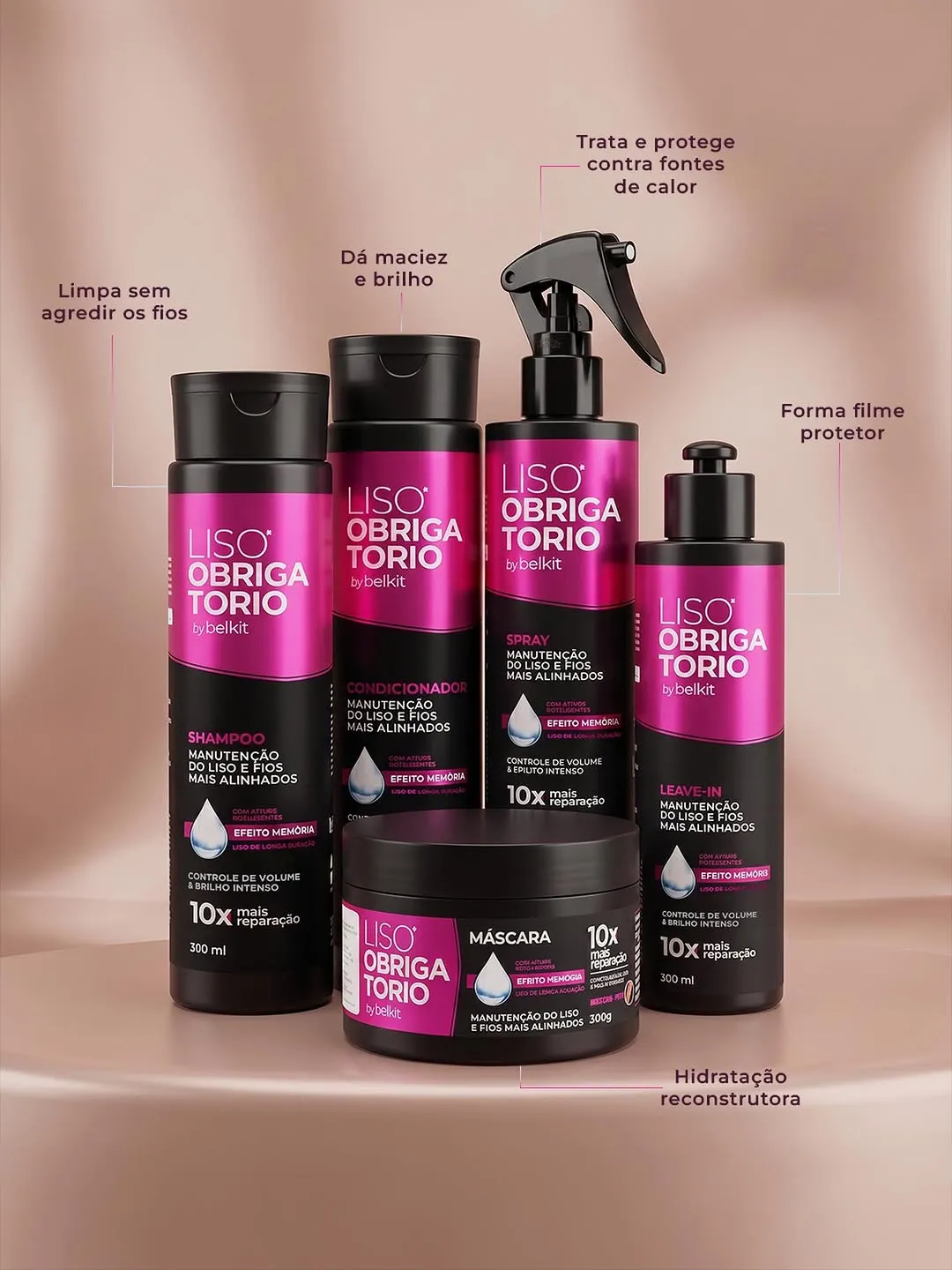 Kit Capilar Liso Obrigatório Belkit – 5 itens | Kit Capilar + Spray Finalizador Para Cabelo Liso