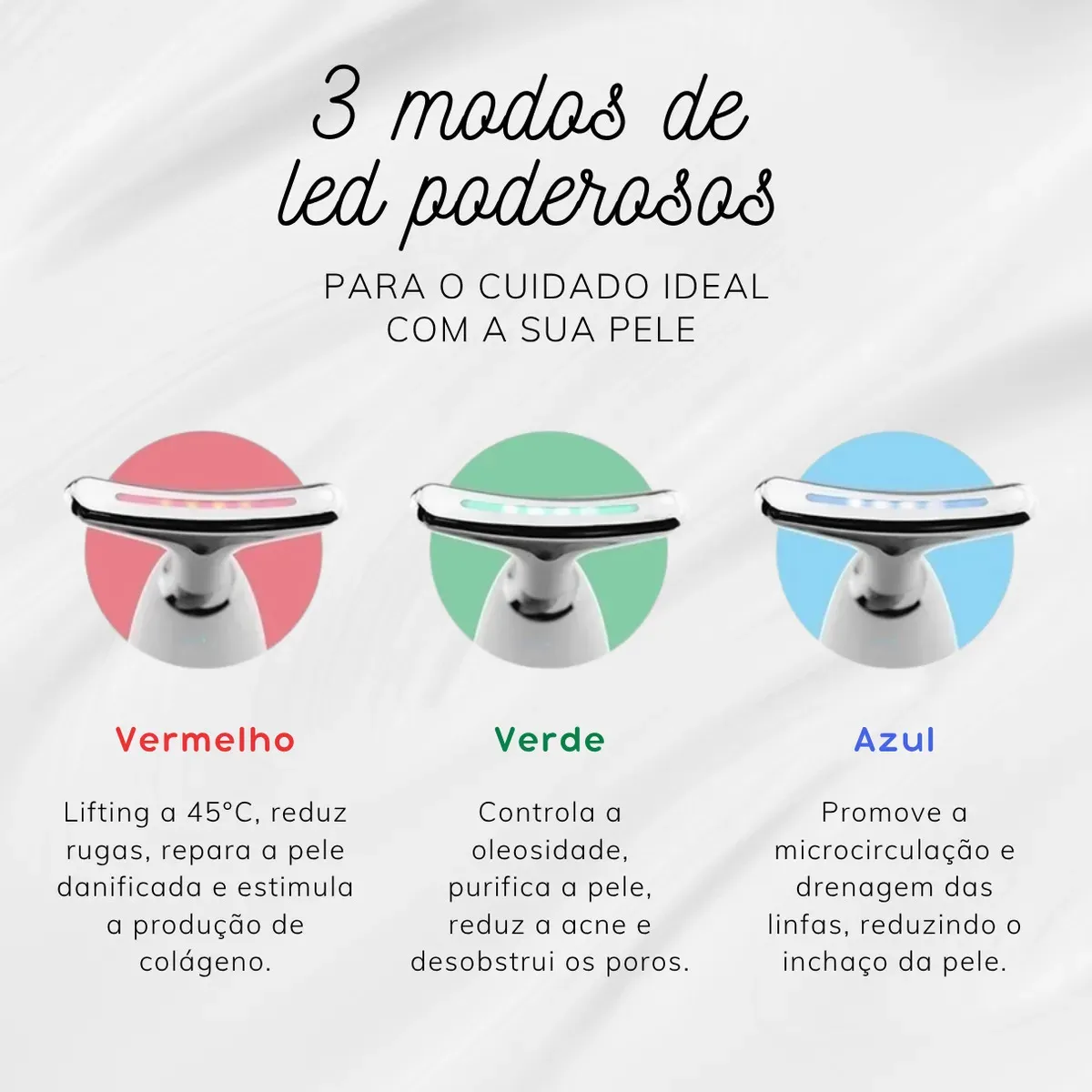Massageador De Pescoço e Rosto LED Vibração Fototerapia Para Rejuvenescer Firmeza Anti-Rugas