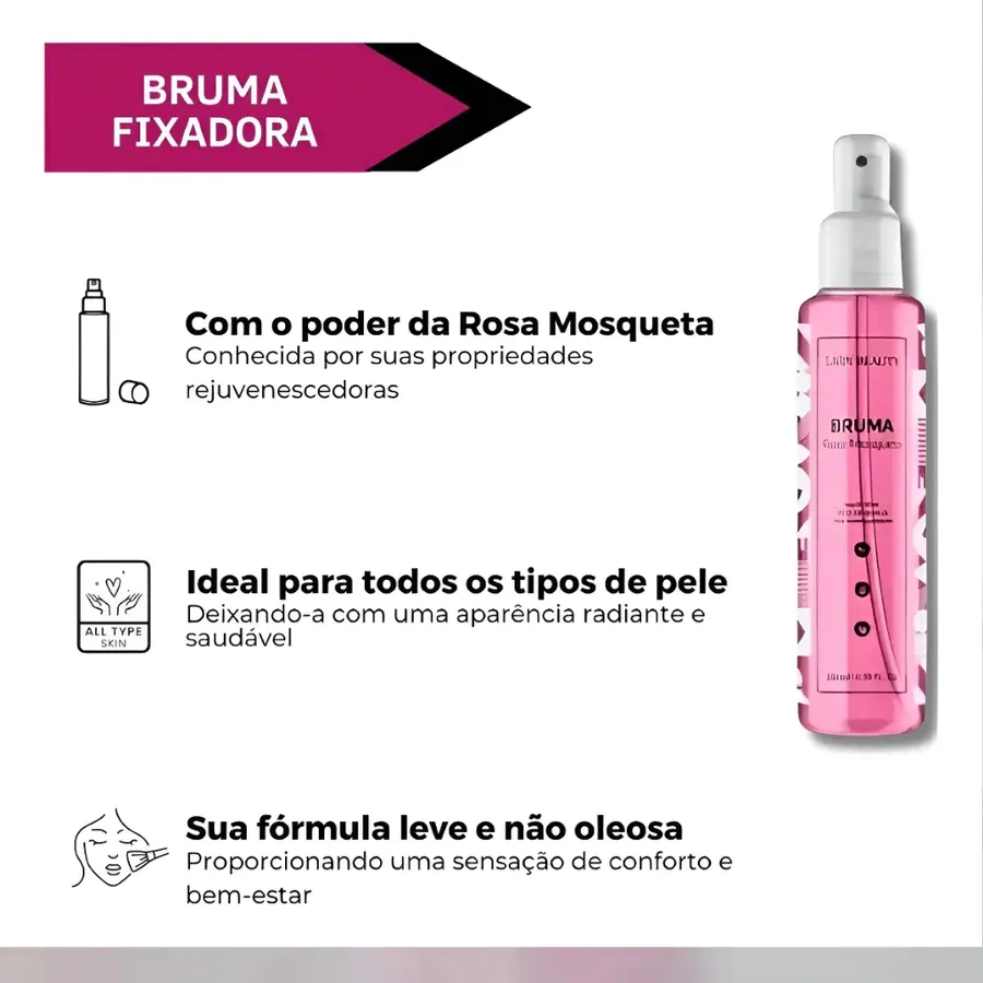 Kit skincare rosa mosqueta limpeza de pele bruma facial