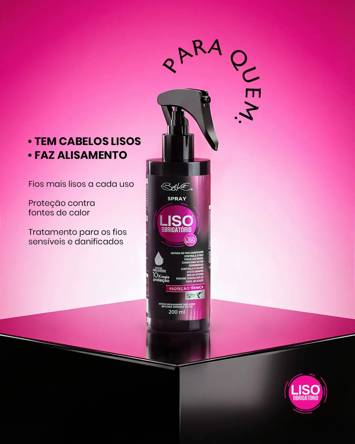 Protetor termico cabelo 10 em 1 Liso com Força Pré Escova Efeito de Salão 130ml
