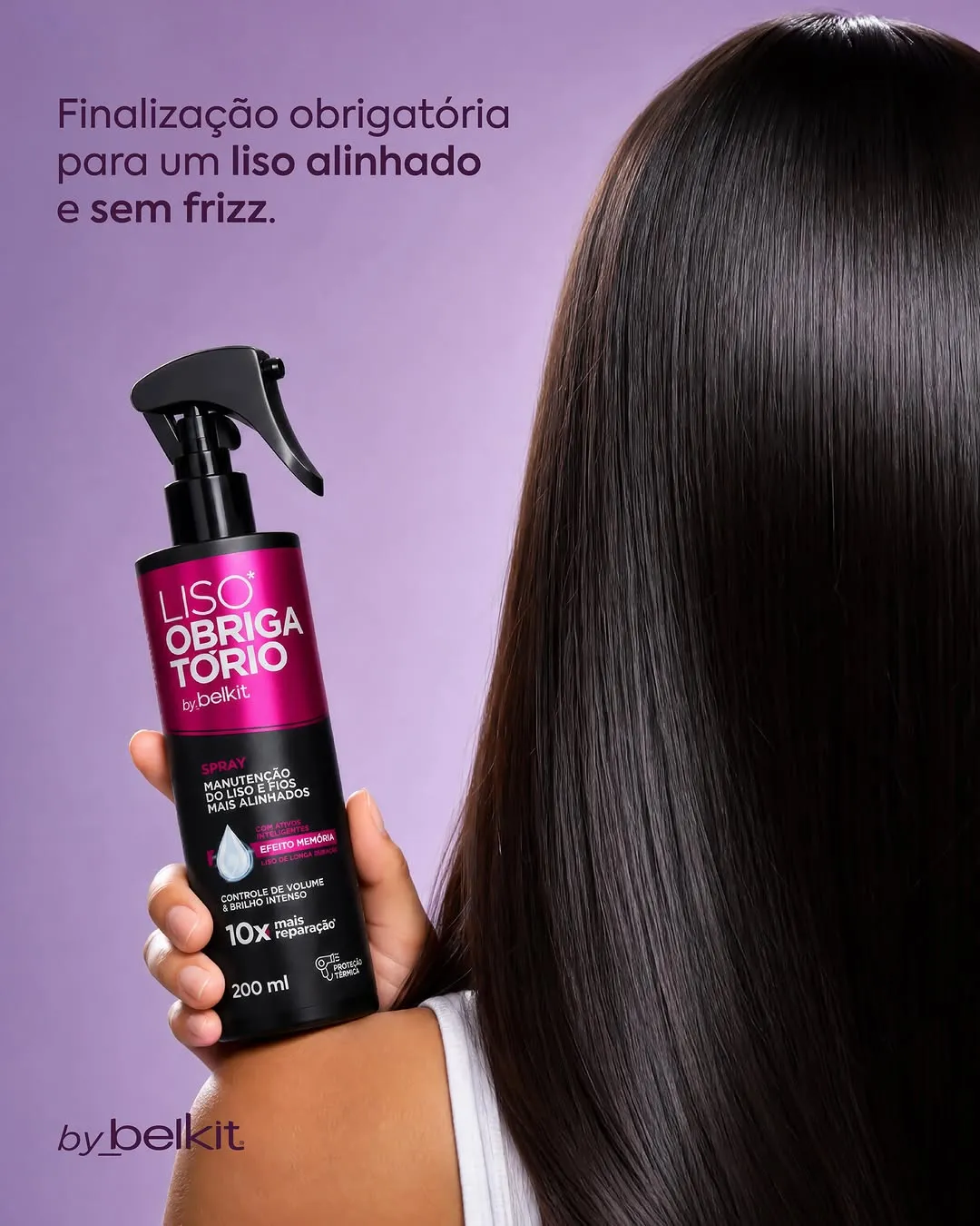 Protetor termico cabelo 10 em 1 Liso com Força Pré Escova Efeito de Salão 130ml