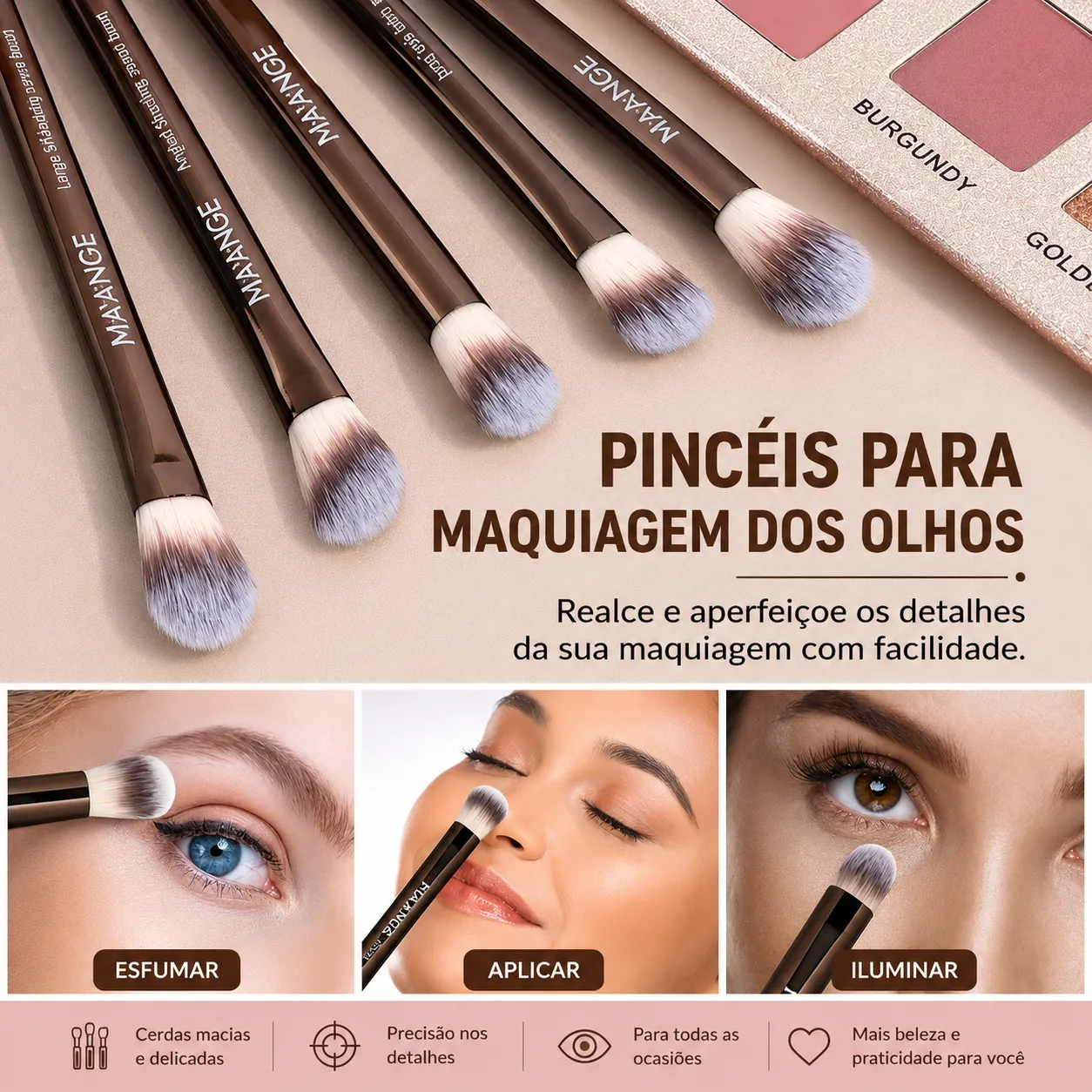 Conjunto Profissional de Pincéis de Maquiagem 6 a 22 Peças, Kit Portátil Multiuso para Viagem