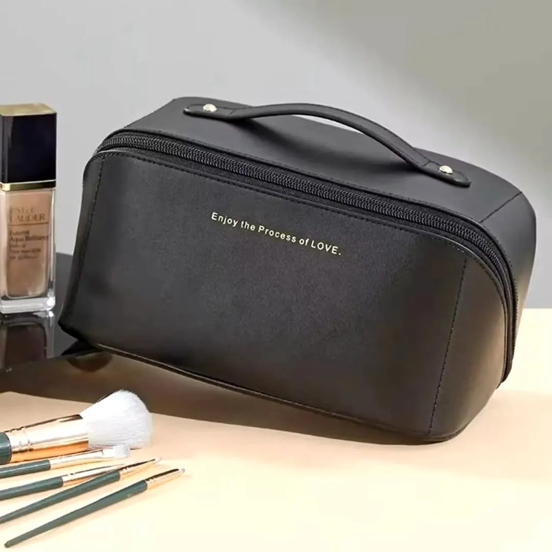 Bolsa De Cosmético De Couro PU Com Grande Capacidade Portátil Viagem Cosméticos Para Viagem