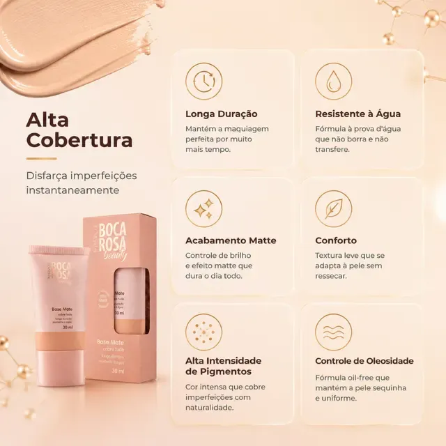 Base Mate Boca Rosa Beauty by Payot 30ml | Alta Cobertura e Longa Duração