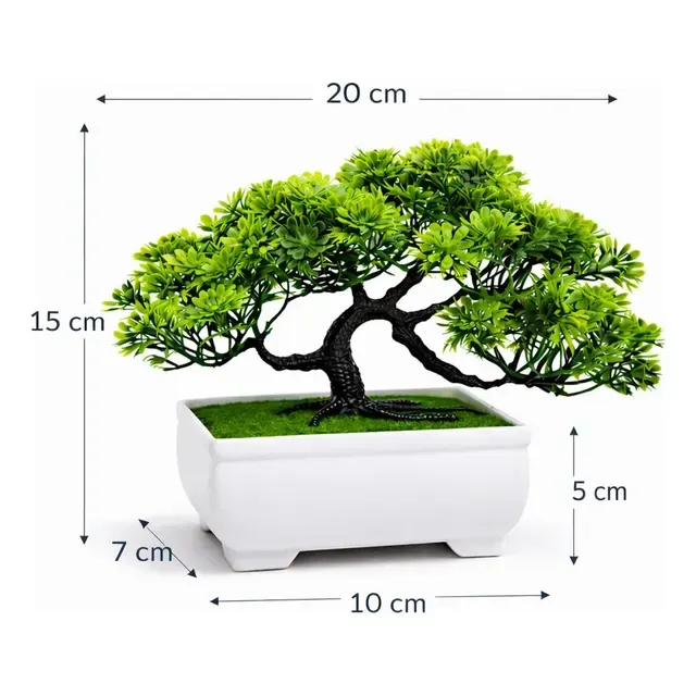 Mini Árvore Bonsai Artificial Realista Vaso Branco Decoração
