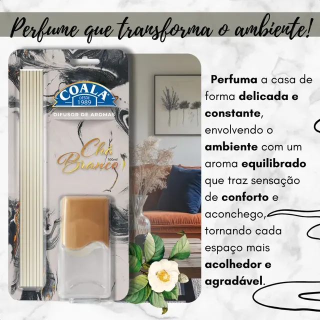 Coala Difusor de Aromas Cha Branco 100 ml ambientes