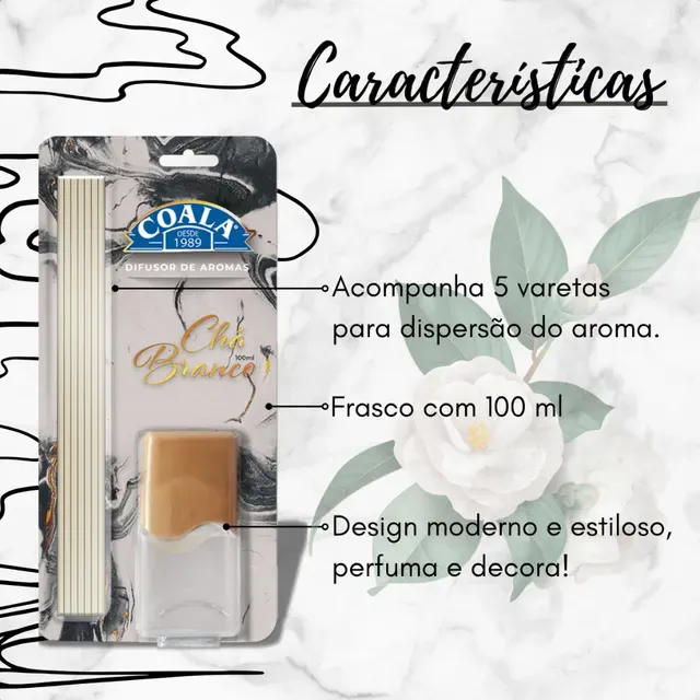 Coala Difusor de Aromas Cha Branco 100 ml ambientes